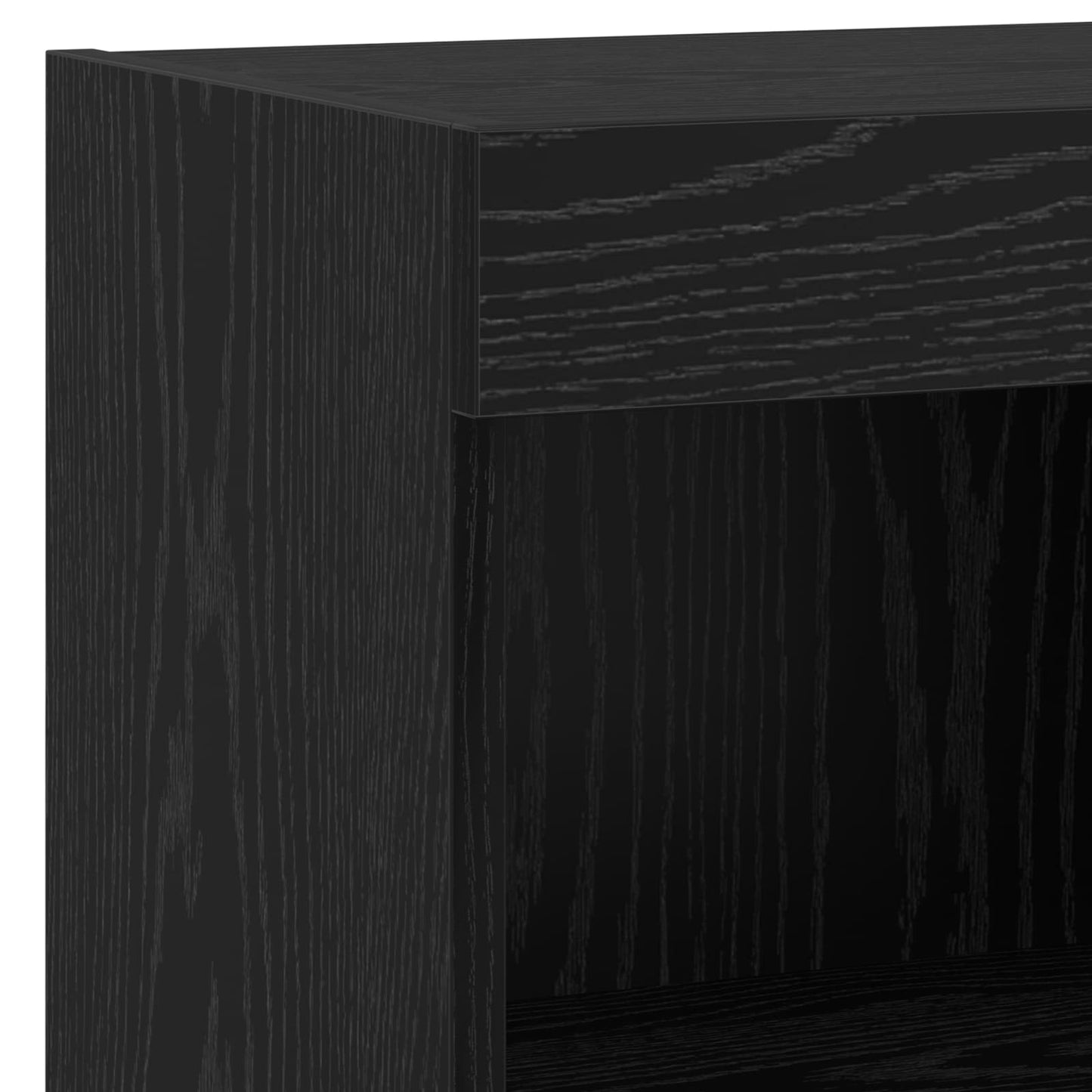 TV Væghylder med LED -strimmellys 4 pcs Sort eg Konstrueret træ