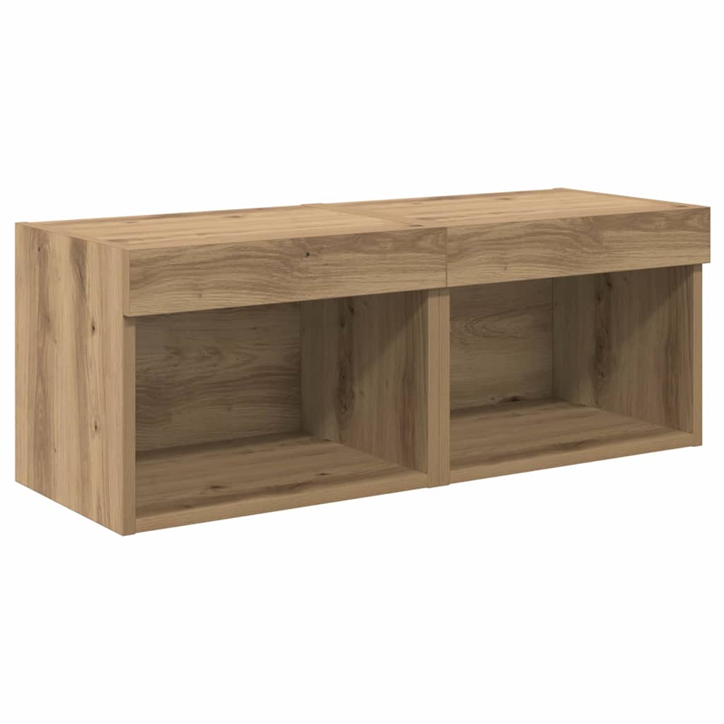 TV Vægmonteringer 8 pcs Artisan Egetræ Konstrueret træ