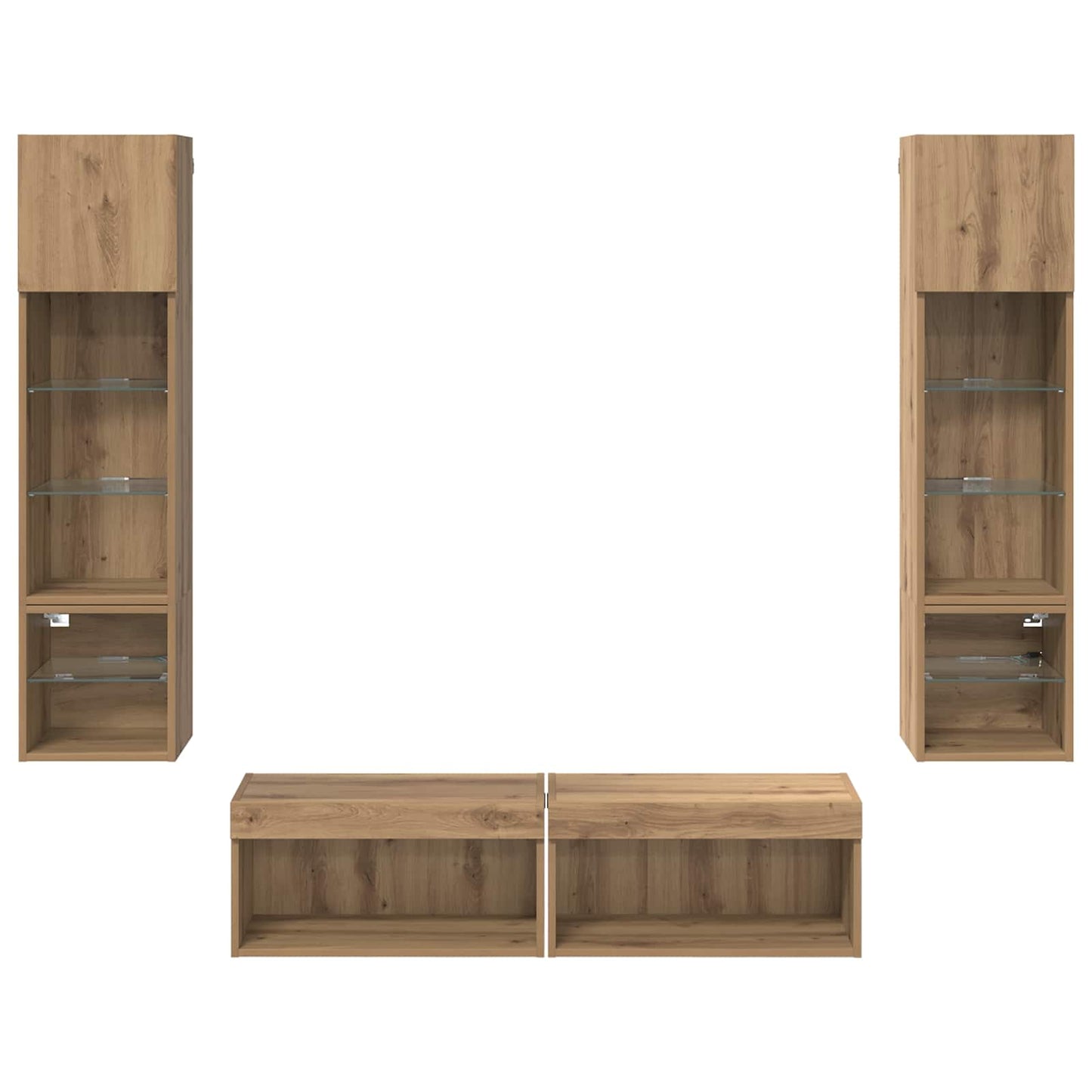 TV Væg Enhed 6 pcs Artisan Egetræ Konstrueret træ