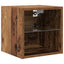 TV-skab med LED -strimmellys med skuffe 8 pcs Gammelt træ Glas