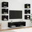 TV-skab med LED -strimmellys med skuffe 8 pcs Sort eg Glas