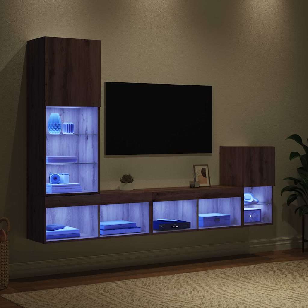 TV Vægmonteringer 4 pcs Artisan Egetræ Konstrueret træ