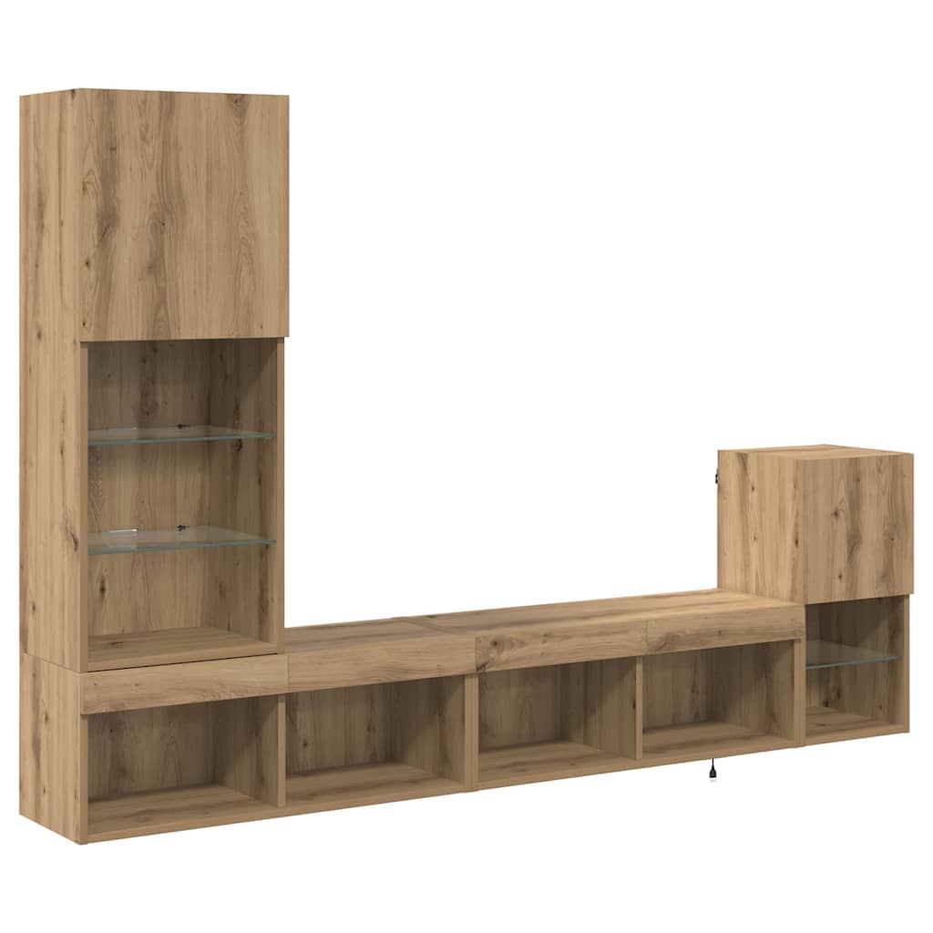 TV Vægmonteringer 4 pcs Artisan Egetræ Konstrueret træ