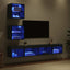 TV vægenheder med LED med LED 5 pcs Sort eg Konstrueret træ