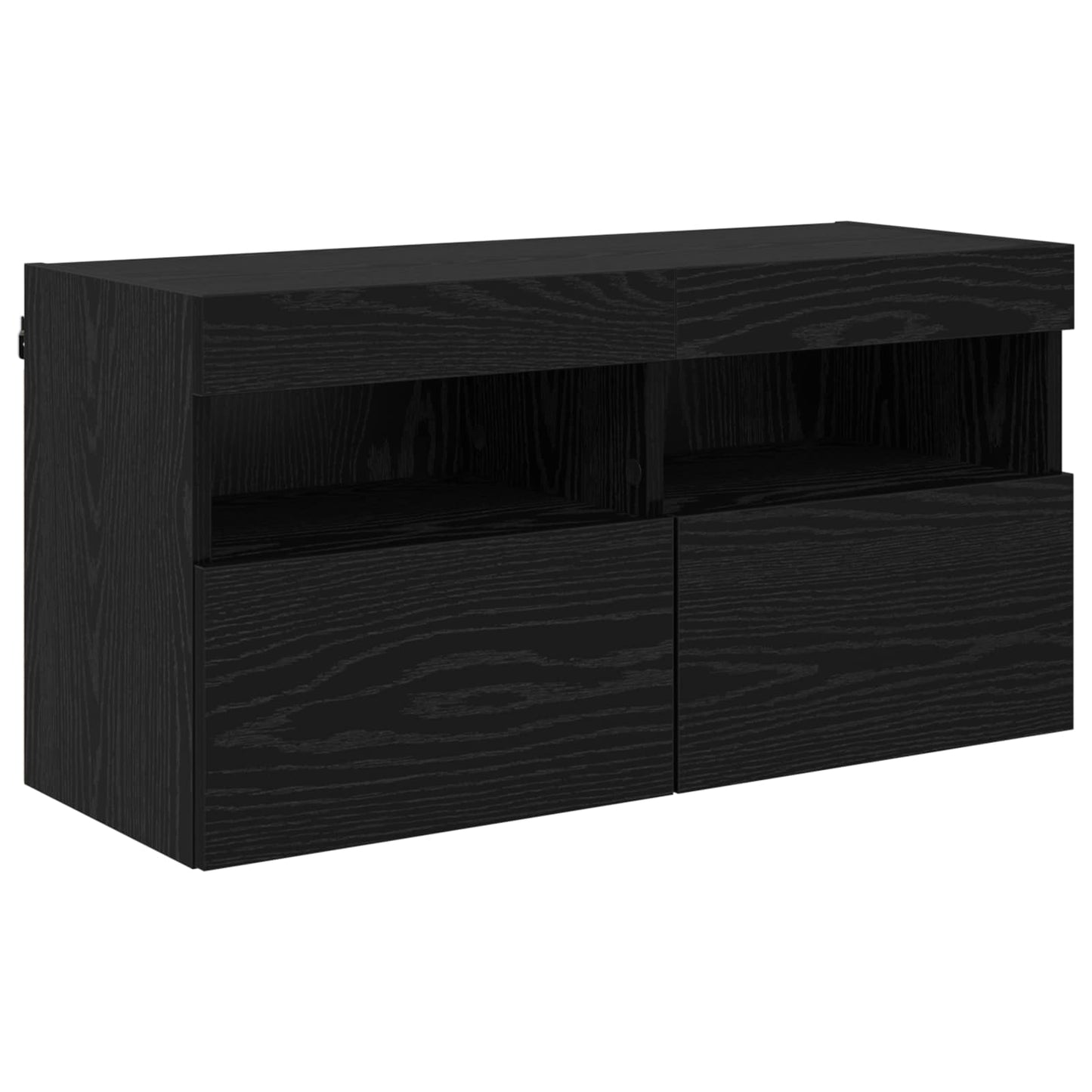 TV vægenheder med LED med LED 5 pcs Sort eg 80 x 30 x 40 cm