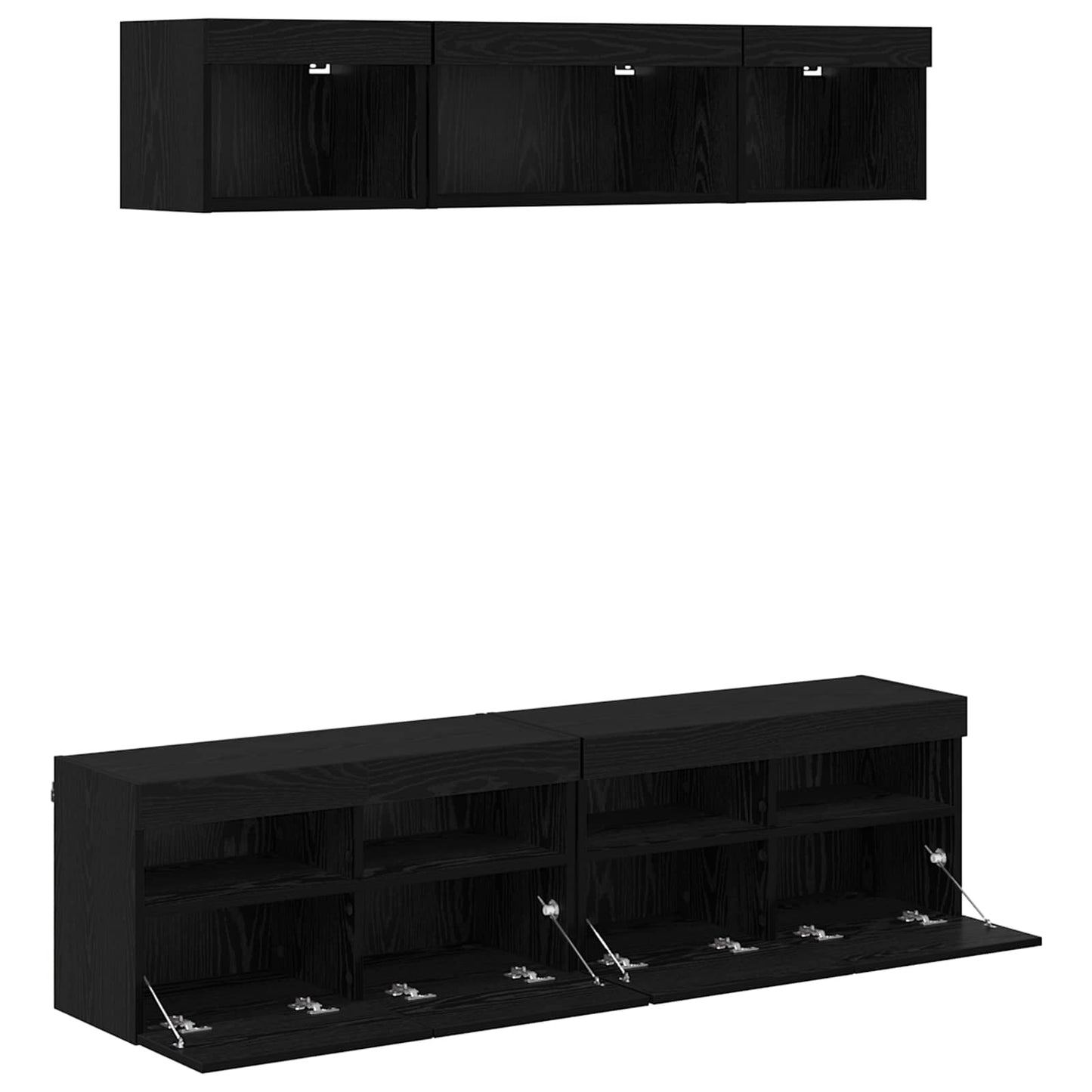 TV vægenheder med LED med LED 5 pcs Sort eg 80 x 30 x 40 cm