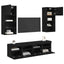 TV vægenheder med LED 5 pcs Sort eg 40,5 x 30 x 90 cm