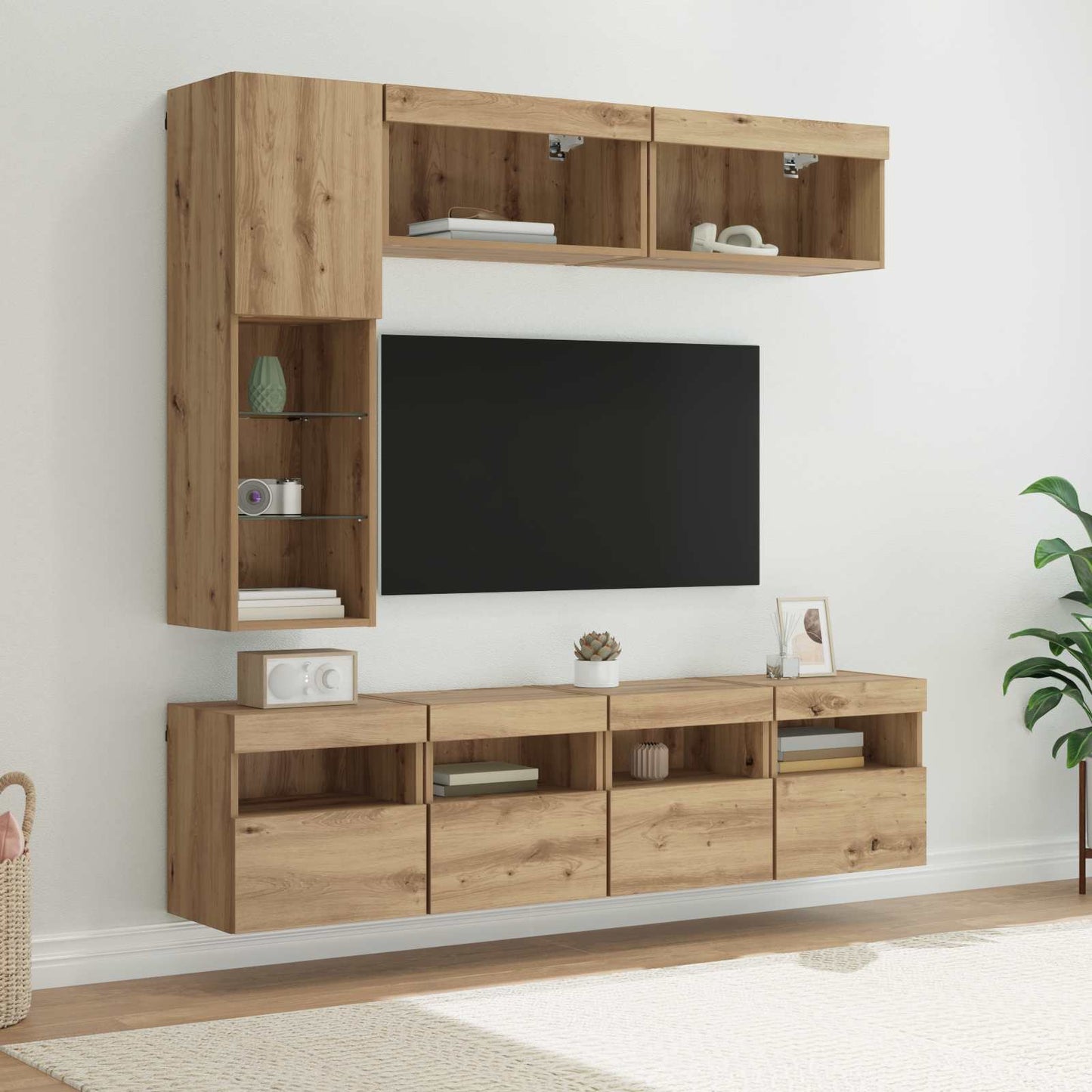 TV-skab 7 pcs Artisan Egetræ Konstrueret træ
