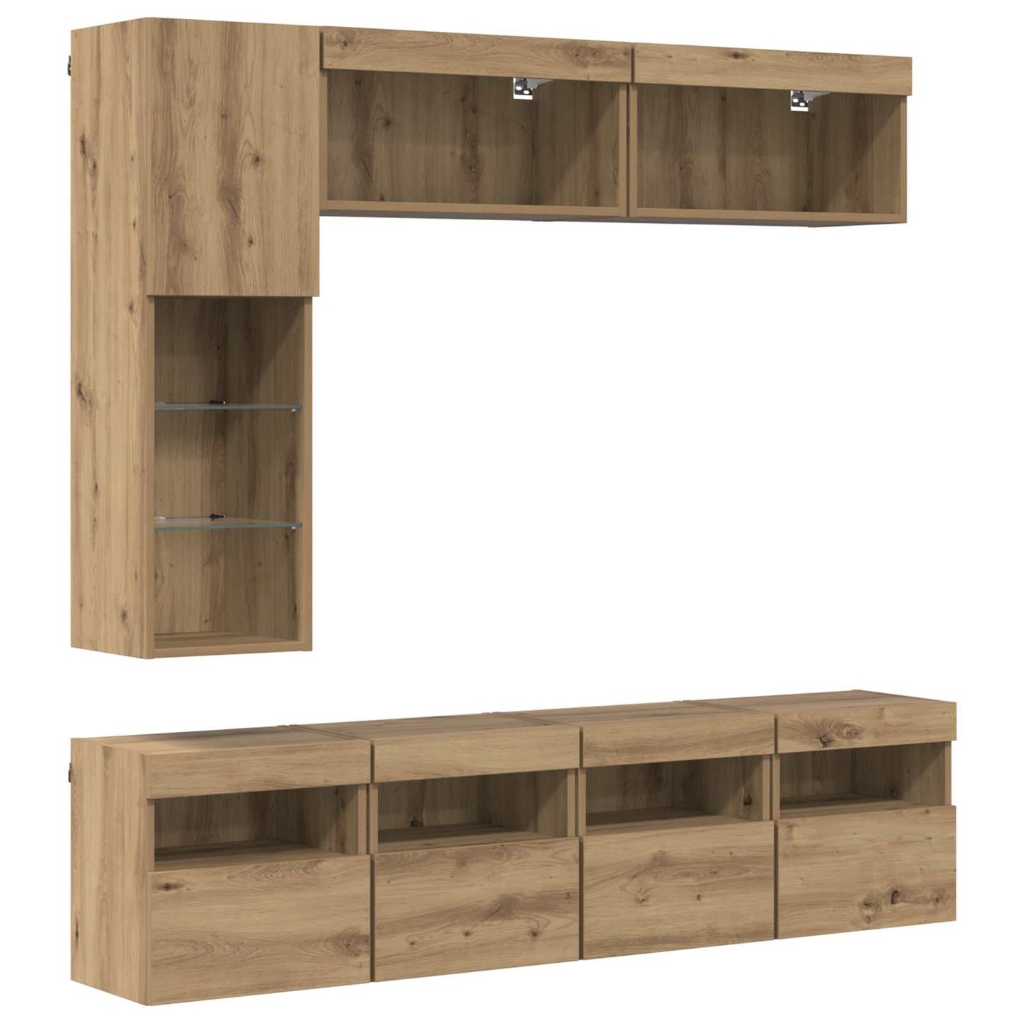 TV-skab 7 pcs Artisan Egetræ Konstrueret træ