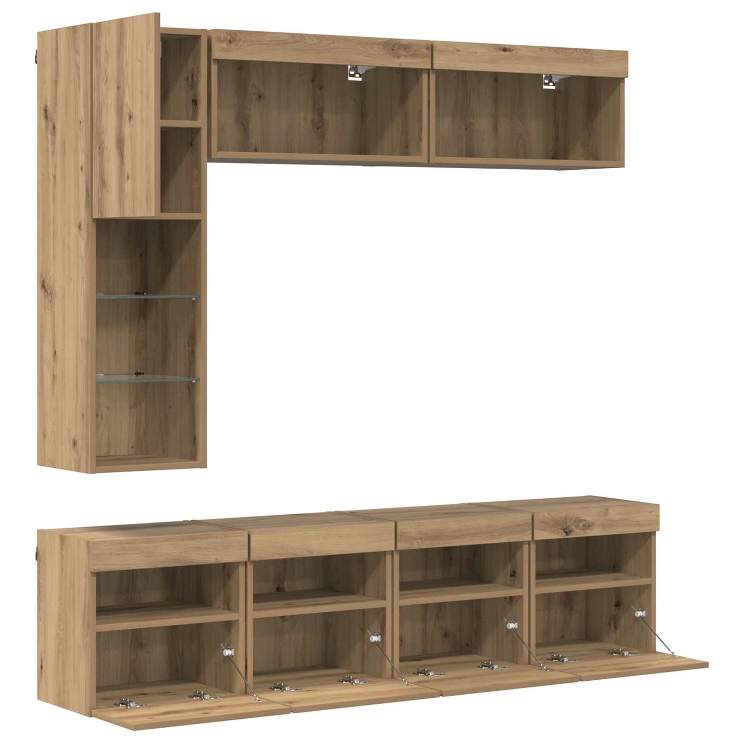 TV-skab 7 pcs Artisan Egetræ Konstrueret træ