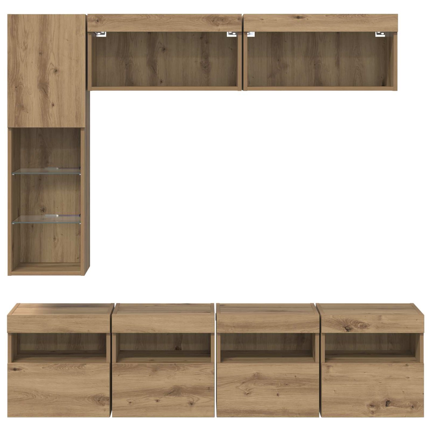 TV-skab 7 pcs Artisan Egetræ Konstrueret træ