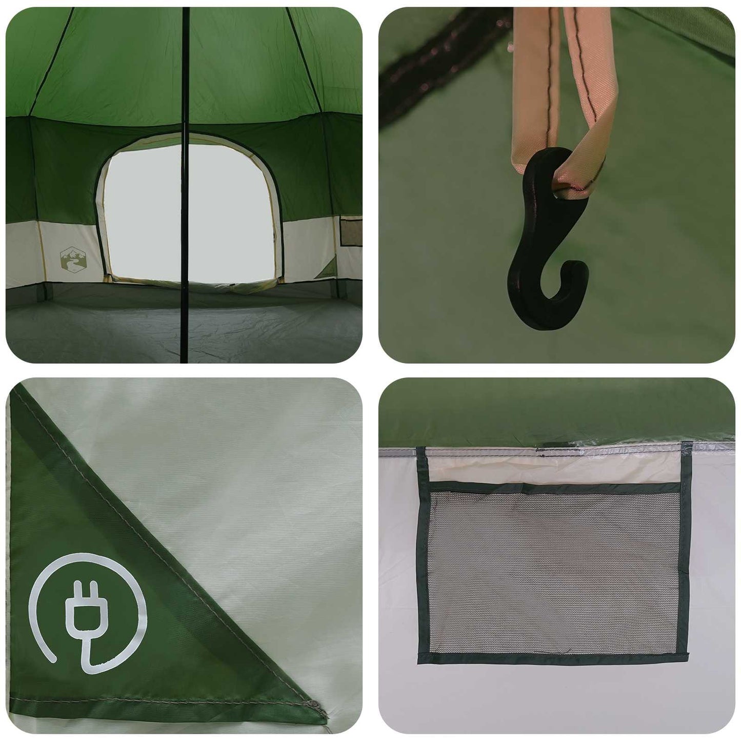 Familietelt Grøn 18-Personer 185T Polyester med PU Coating