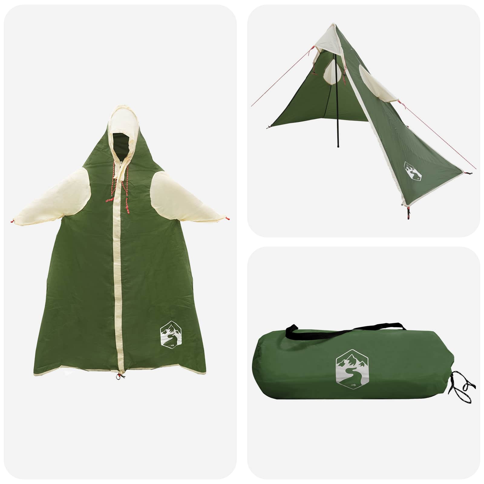 2-i-1 regnponcho med hætte Grøn 262 x 126 x 130 cm billede