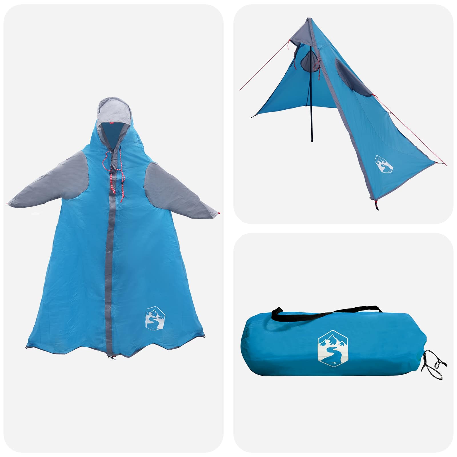 2-i-1 regnponcho med hætte Blå 262 x 126 x 130 cm billede