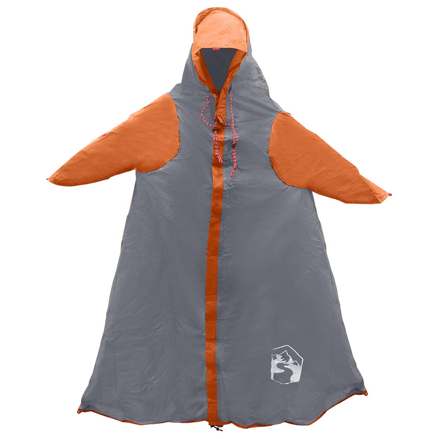2-i-1 regnponcho med hætte Grå og orange 262 x 126 x 130 cm