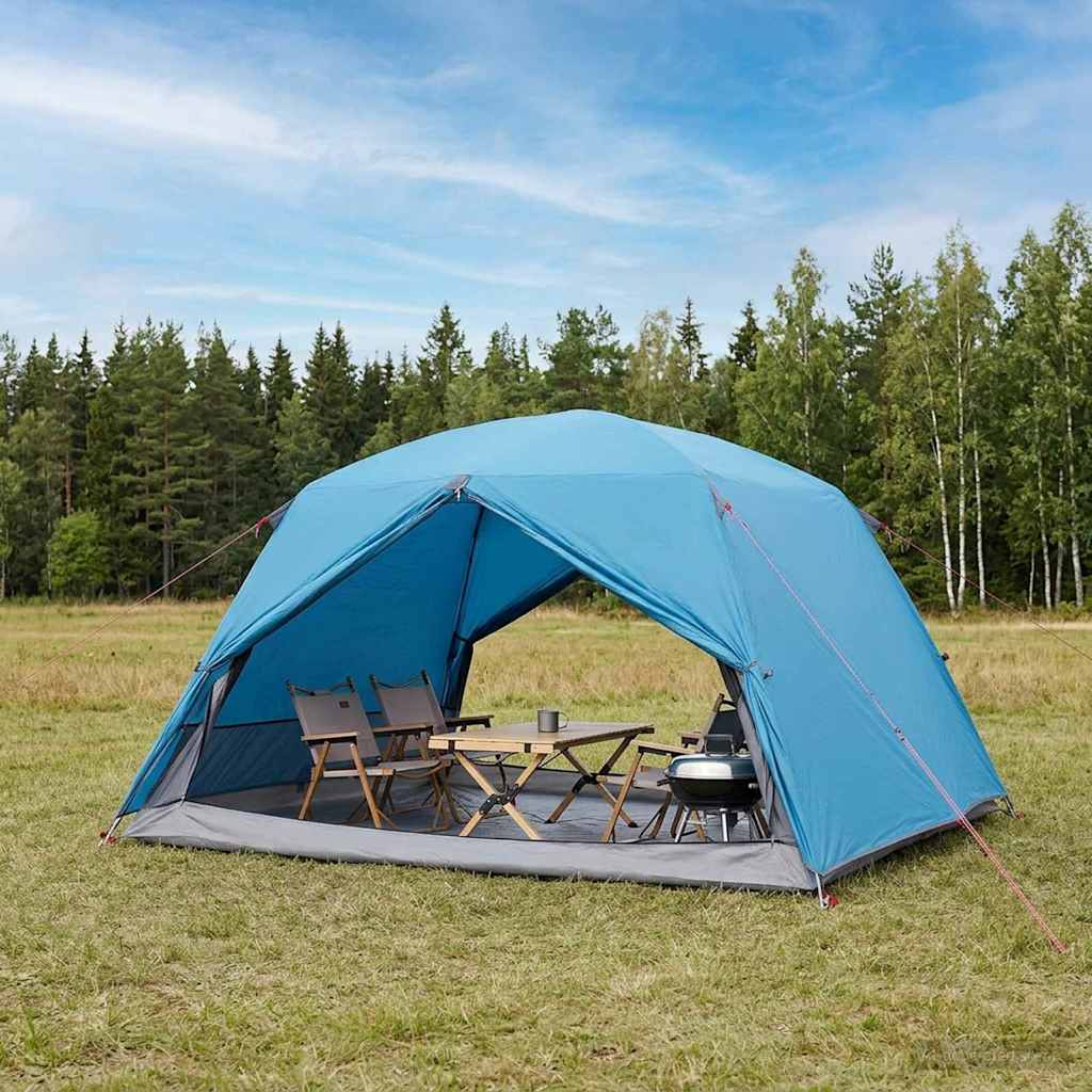 Backpacking Telt Blå 4-personers 185T Polyester med PU Coating