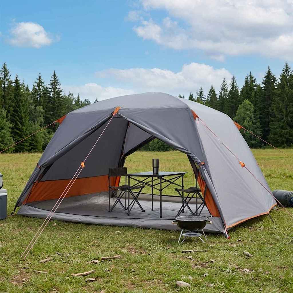Backpacking telt - grå/orange 4-personers, let og vandafvisende