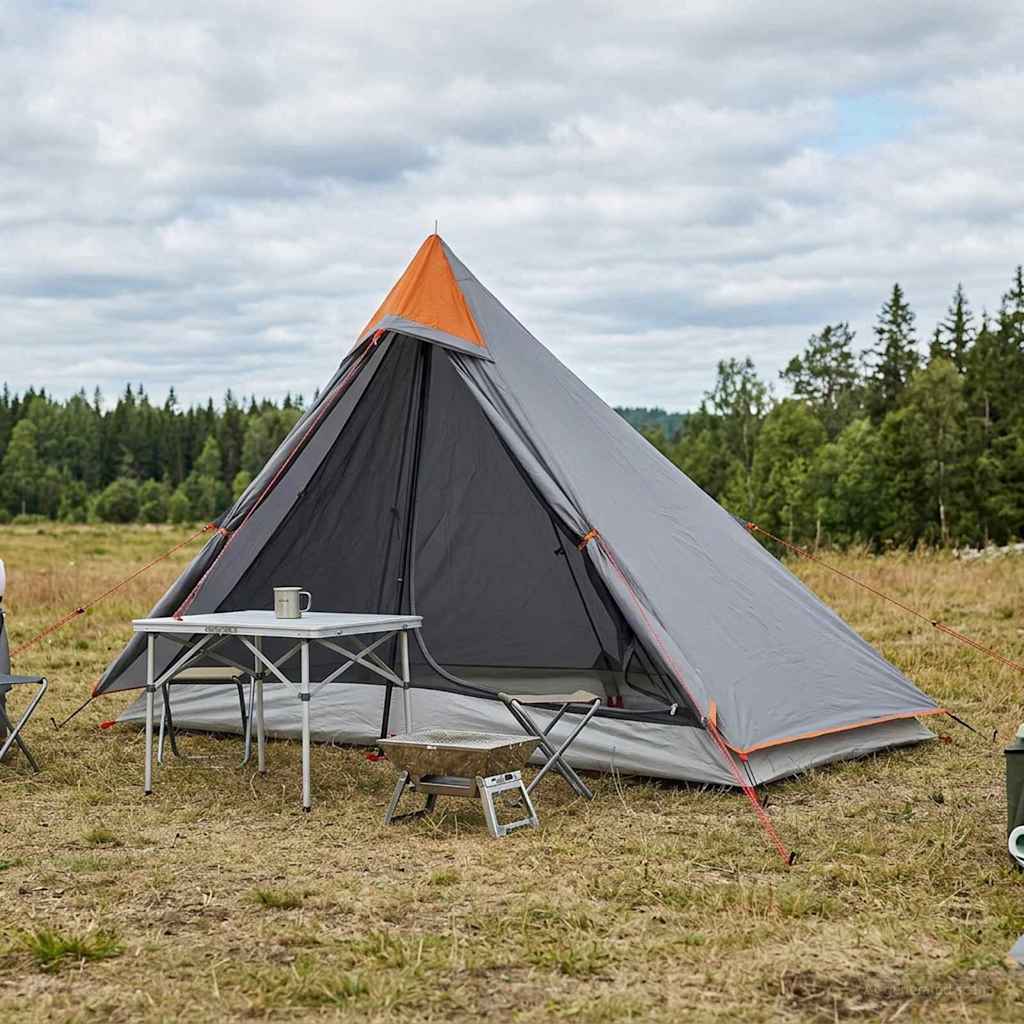 Backpacking Telt Grå og orange 222 x 85 x 125 cm billede