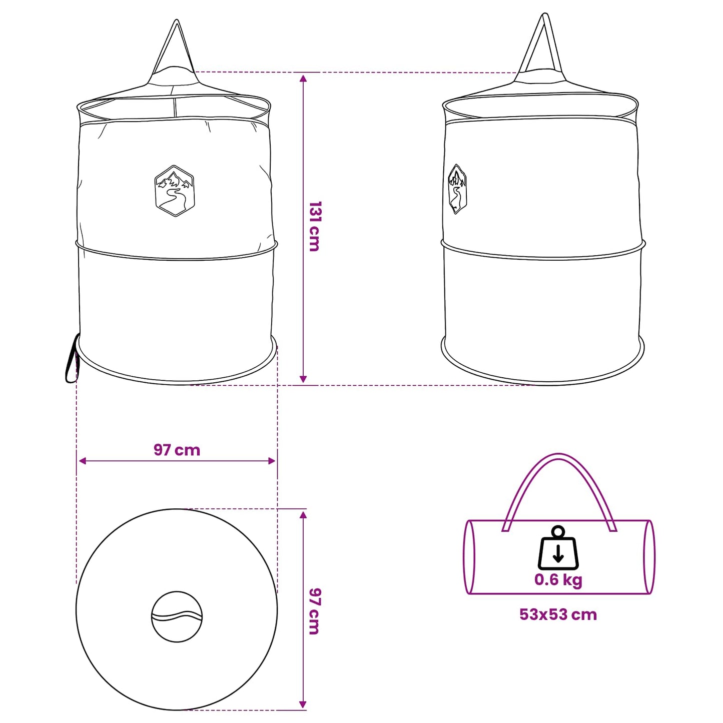 Pop-up toilettelt med hængetov Grøn 97 x 126 cm