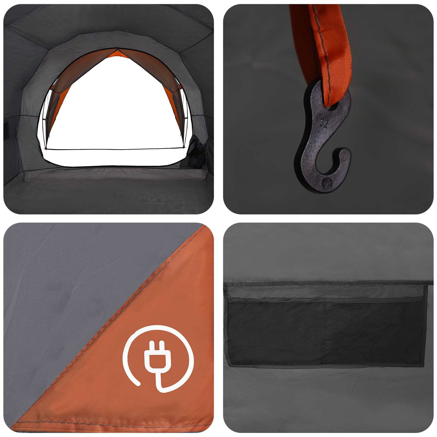 Tunneltelt Grå og orange 562 x 265 x 216 cm
