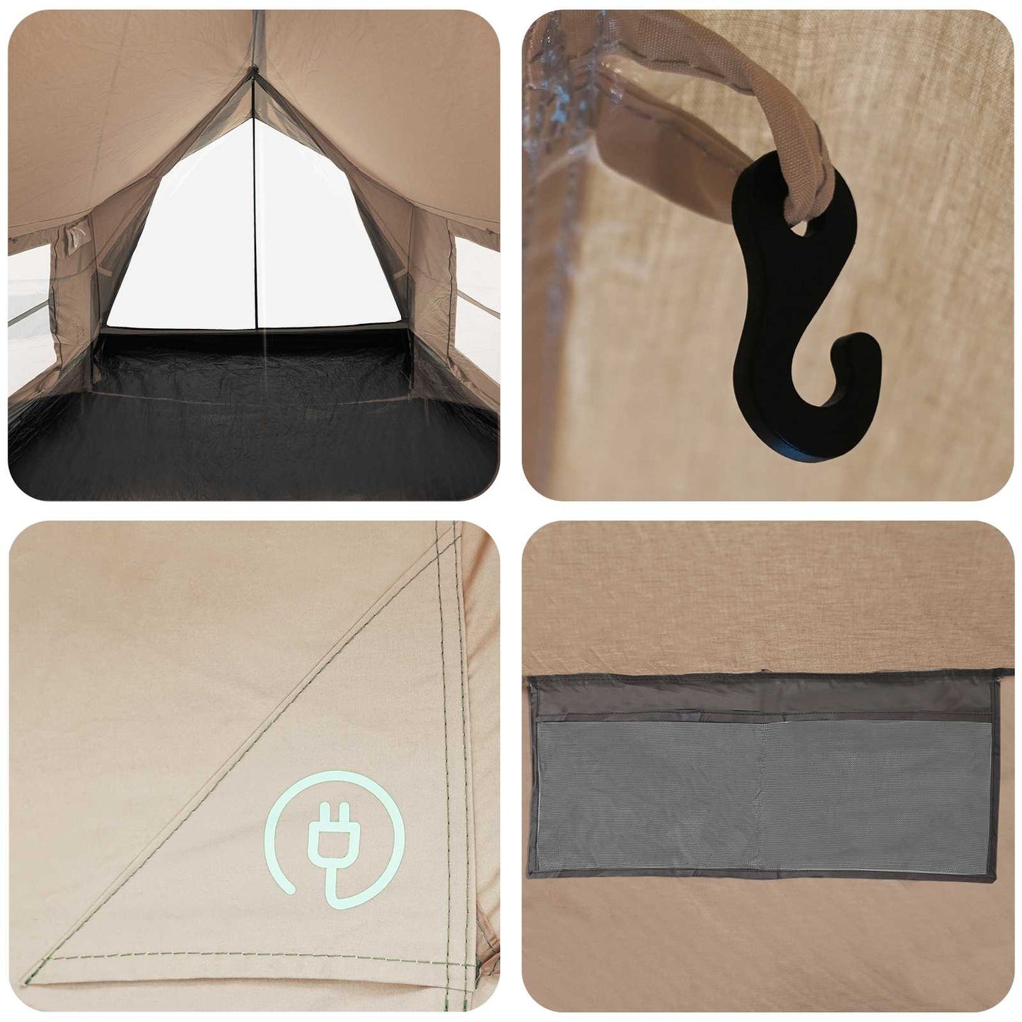 Hyttetelt Cremefarvet 340 x 246 x 210 cm Polybomuld