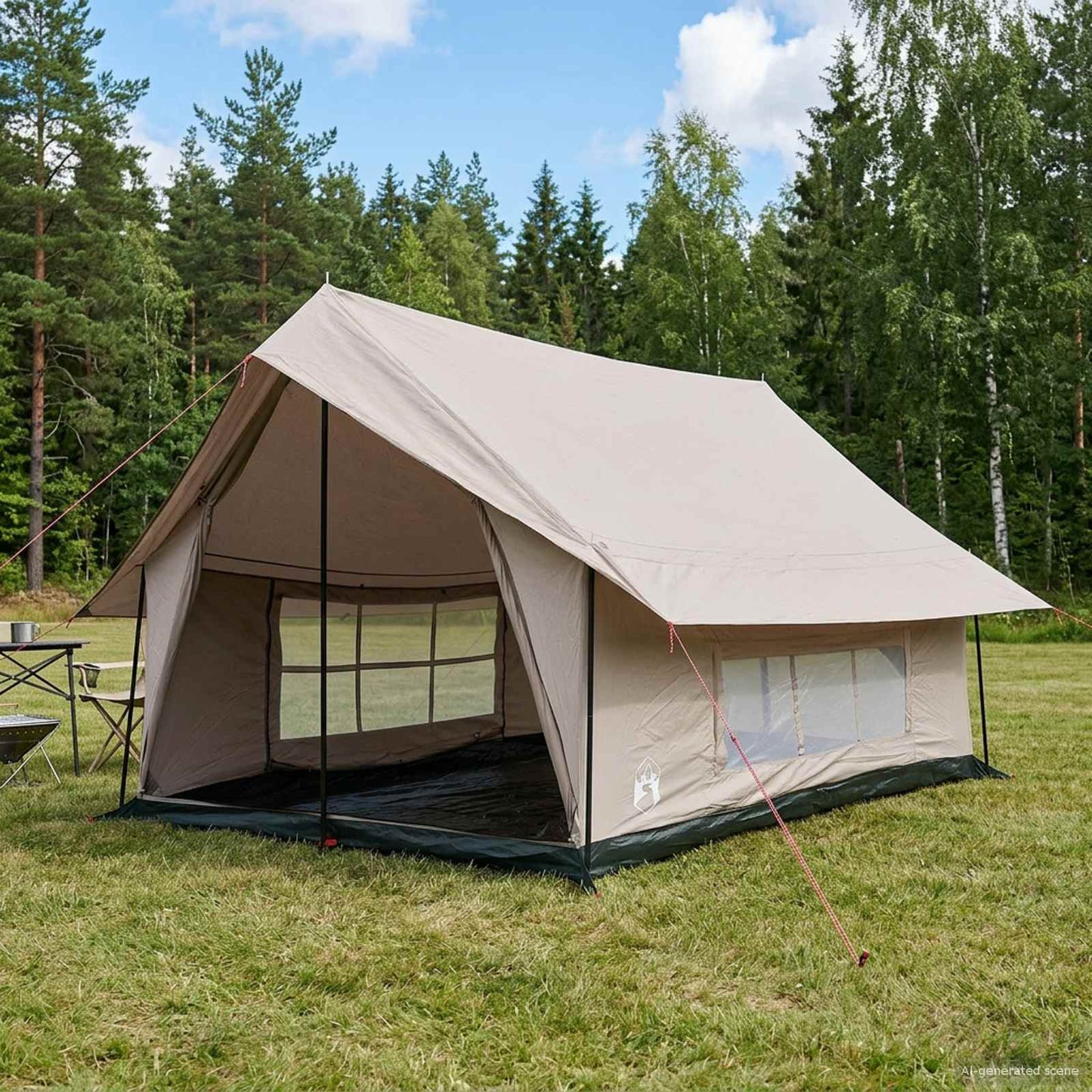 Hyttetelt Cremefarvet 340 x 246 x 210 cm Polybomuld