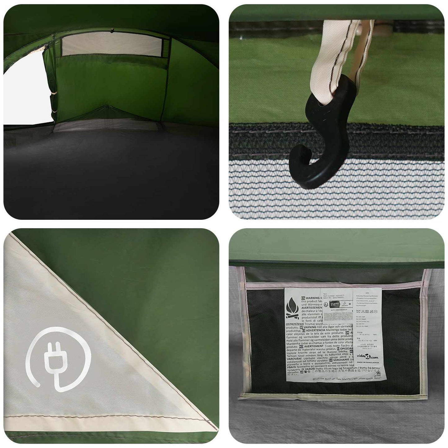 Backpacking Telt Grøn 4-personers 185T Polyester med PU Coating
