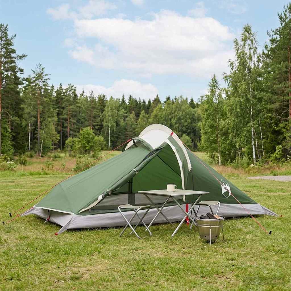 Backpacking Telt Grøn 4-personers 185T Polyester med PU Coating billede