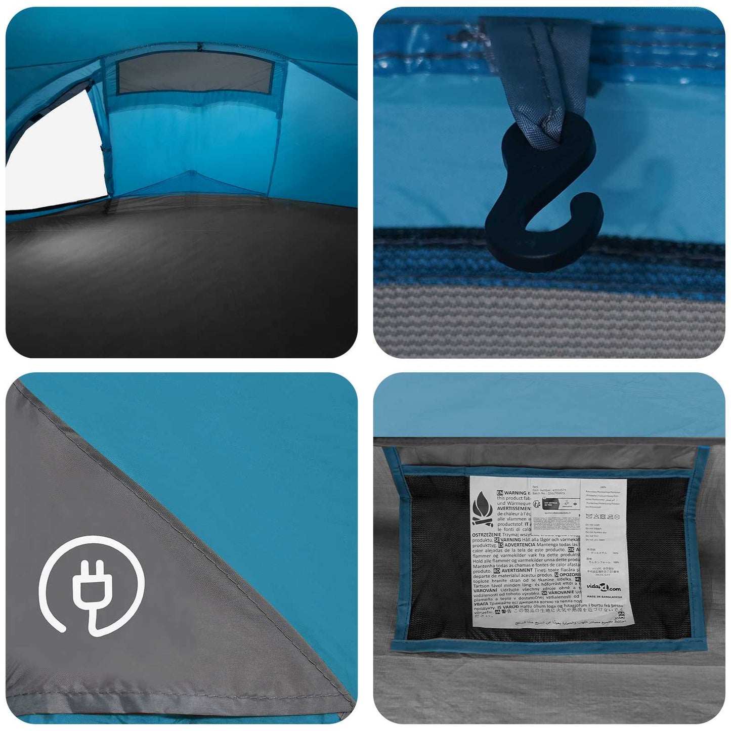 Backpacking Telt Blå 4-personers 185T Polyester med PU Coating