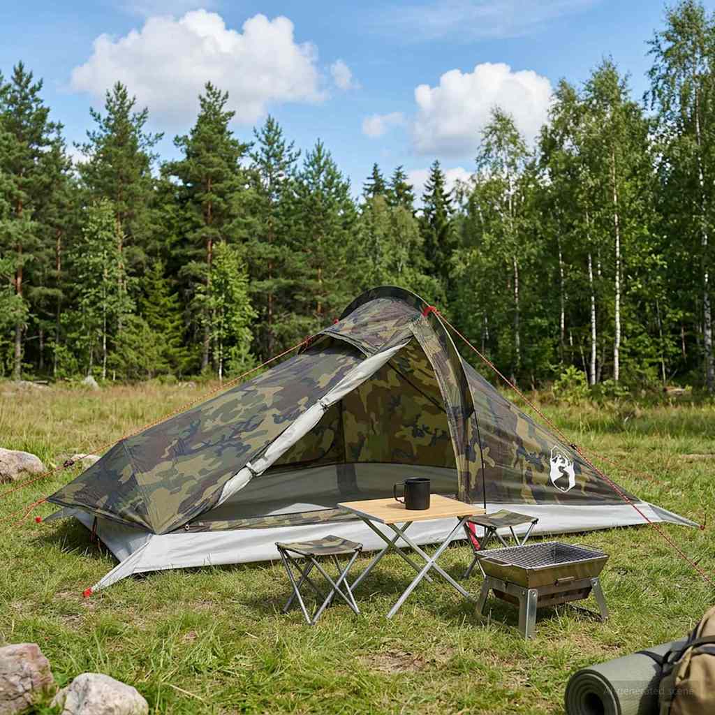 Backpacking telt i camouflage - 4-personers, let og vandafvisende
