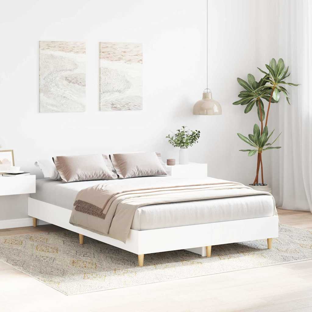 Sengestel Hvid 137 x 190 cm Konstrueret træ