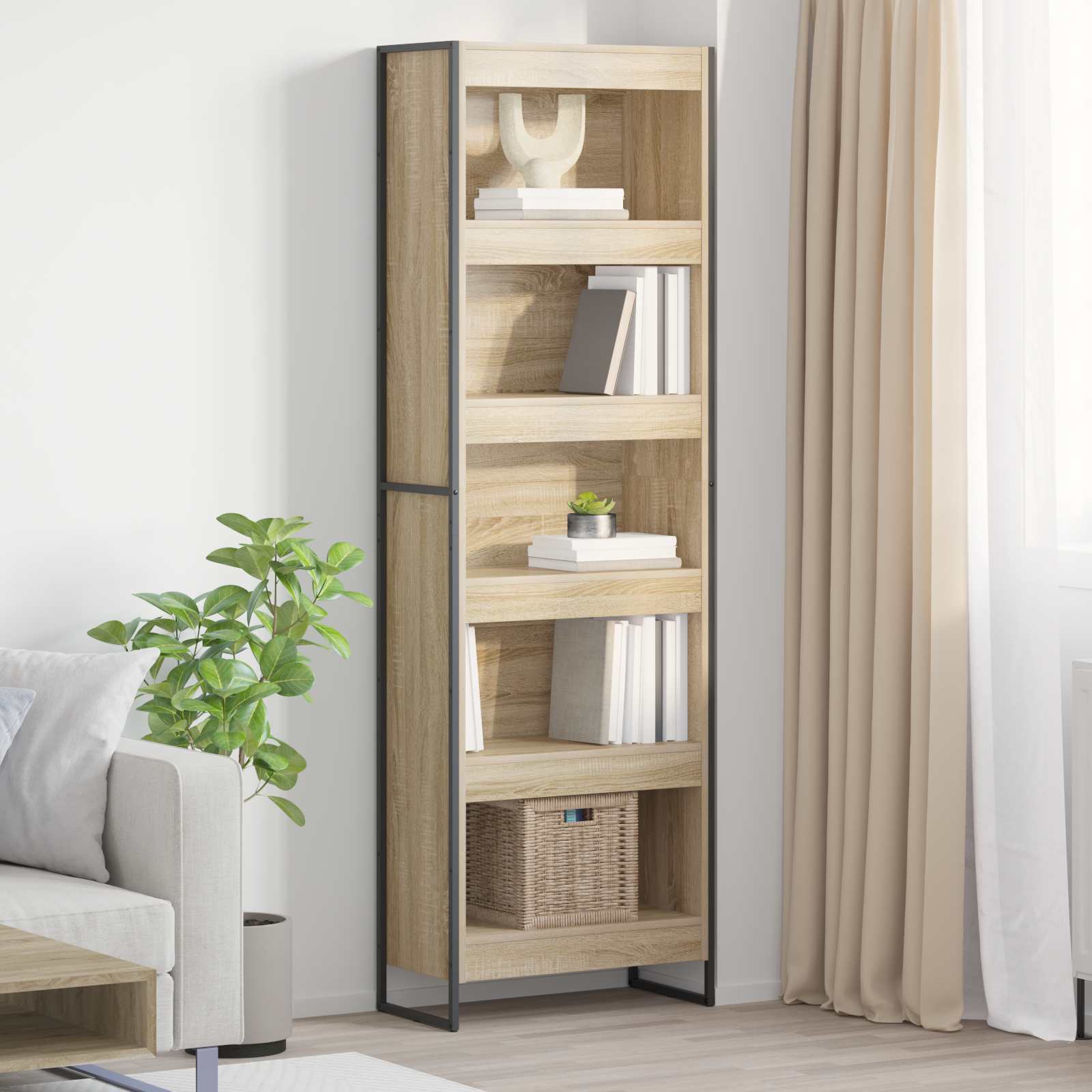 Bogreol i industrielt design, 2 stk - sonoma, 60 × 30 × 189,5 cm, konstrueret træ