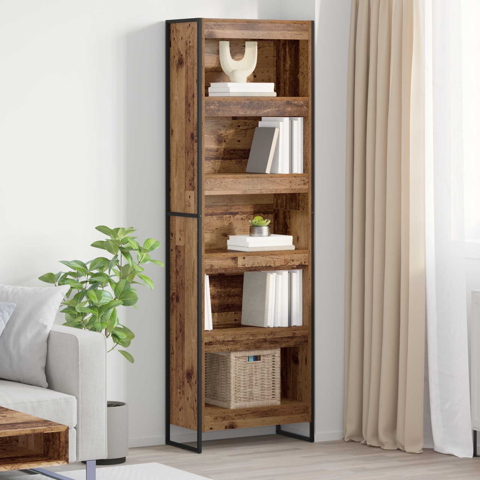 Bogreol 2 stk - gammelt trælook, konstrueret træ, 60 × 30 × 189,5 cm