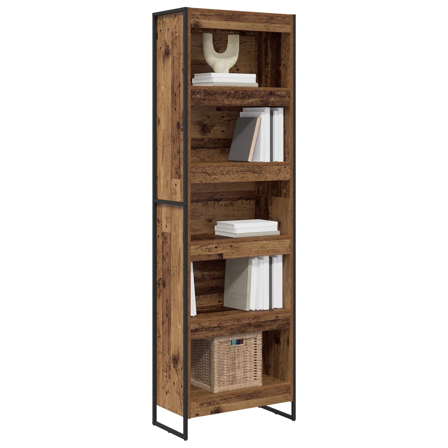 Bogskab 60 x 30 x 189,5 cm Konstrueret træ Gammelt træ