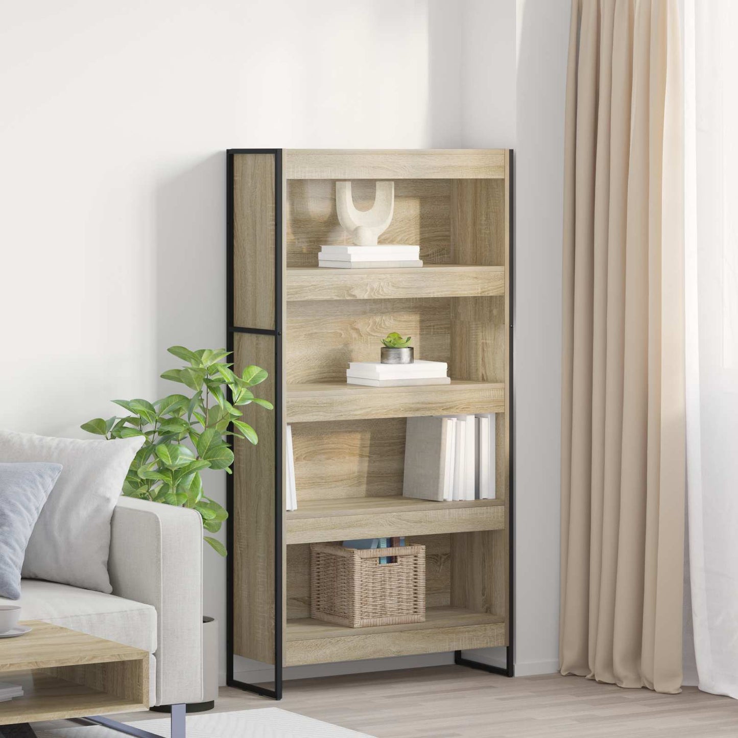 Bogskab 80 x 30 x 155 cm Konstrueret træ Sonoma