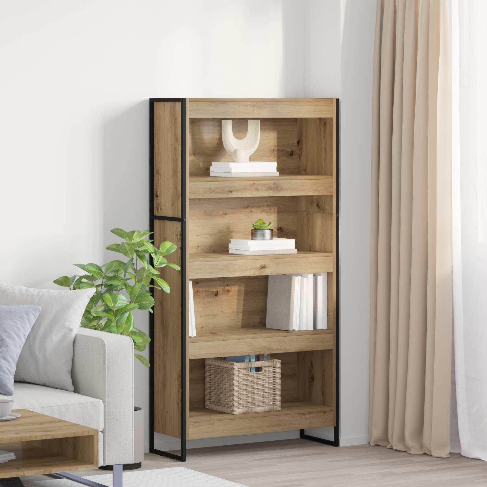Bogreol i industriel stil - 2 stk, Artisan eg, 80 × 30 × 155 cm, konstrueret træ