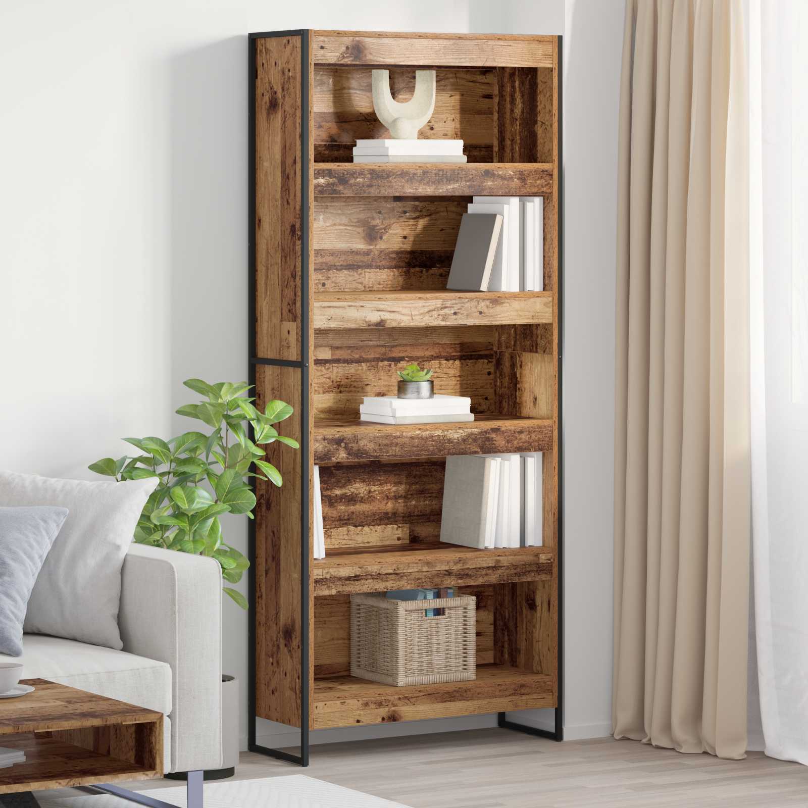 Bogskab - 2 stk i gammelt trælook, 80 × 30 × 189,5 cm, konstrueret træ