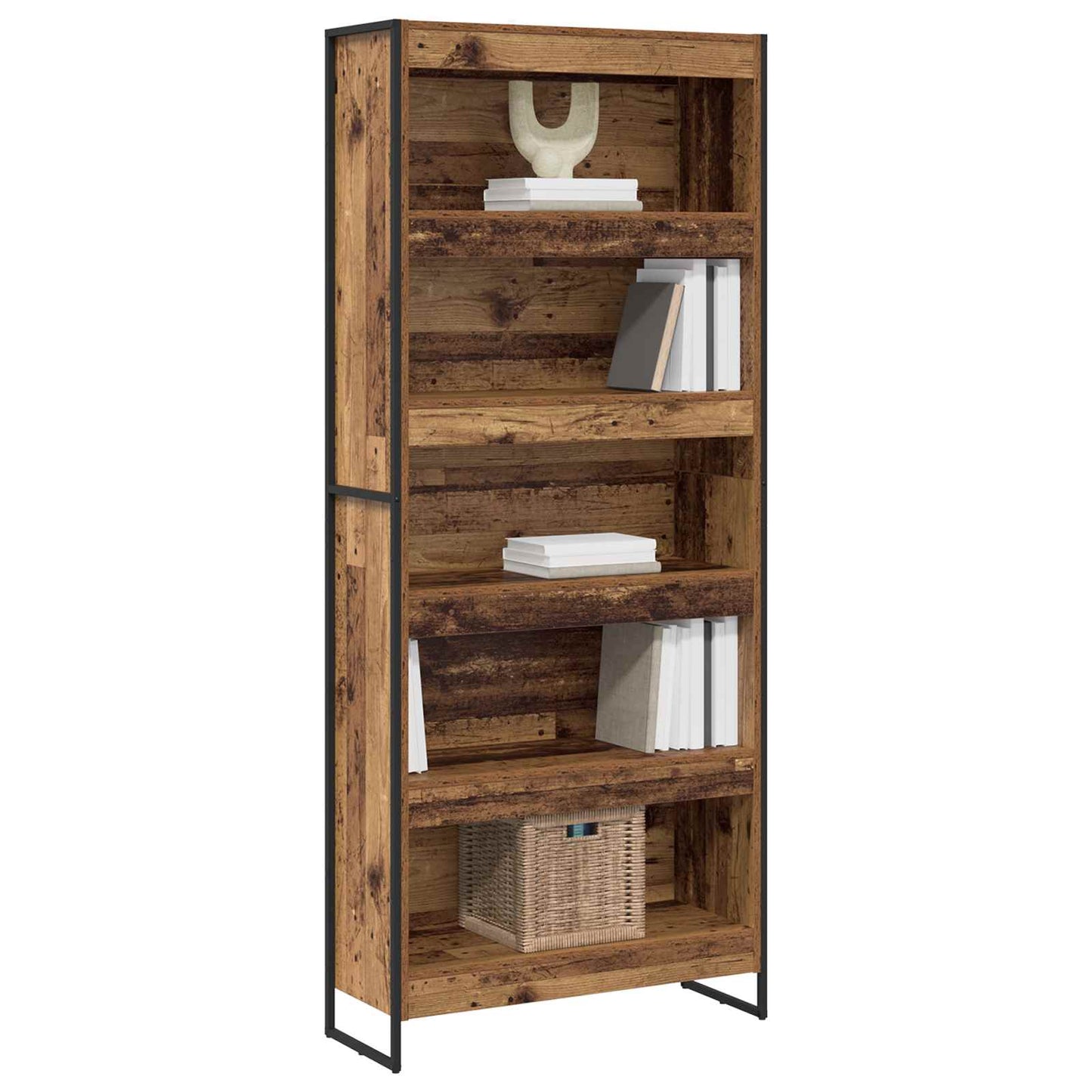 Bogskab 80 x 30 x 189,5 cm Konstrueret træ Gammelt træ