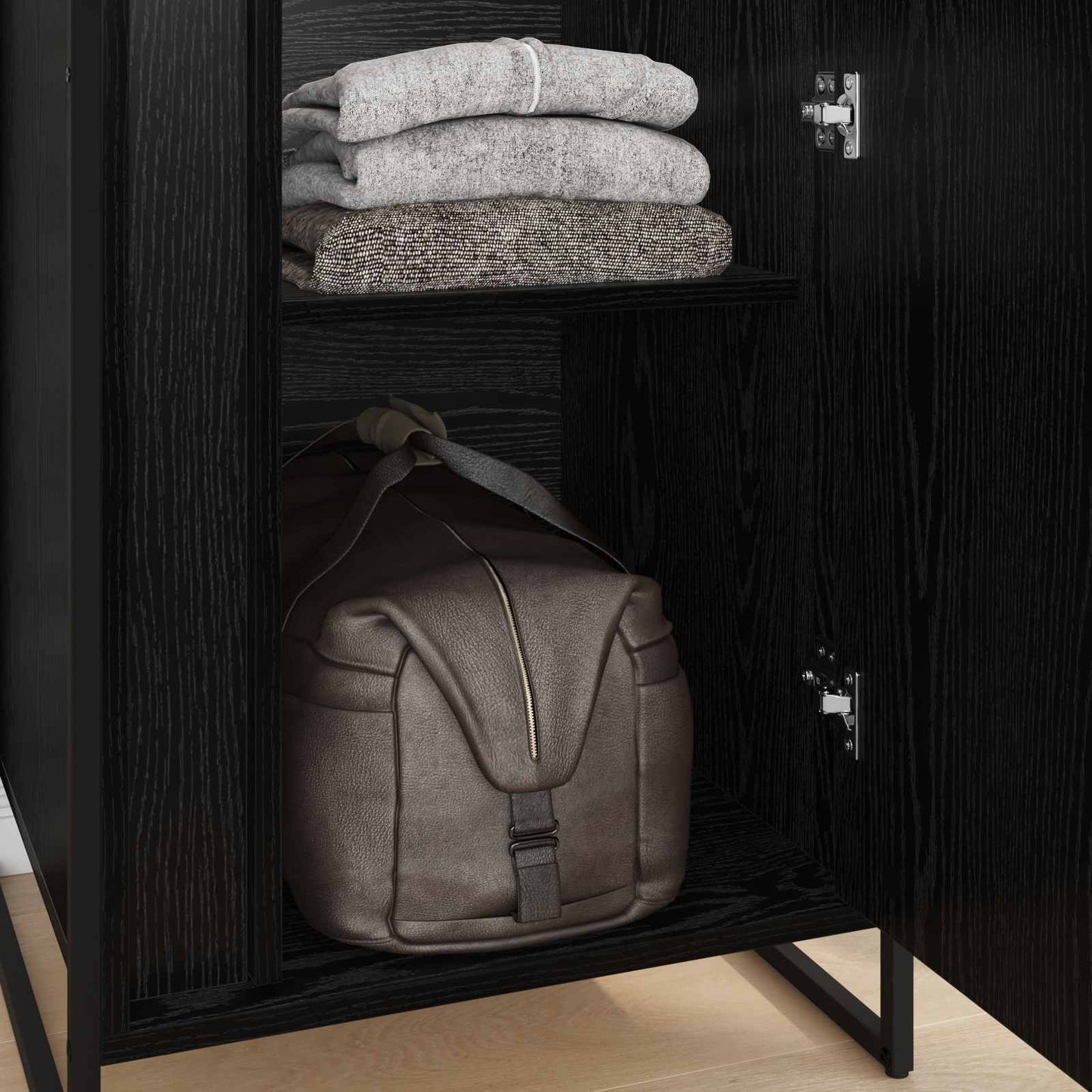 Warderobe med dør Sort eg 50 x 50 x 200 cm Konstrueret træ