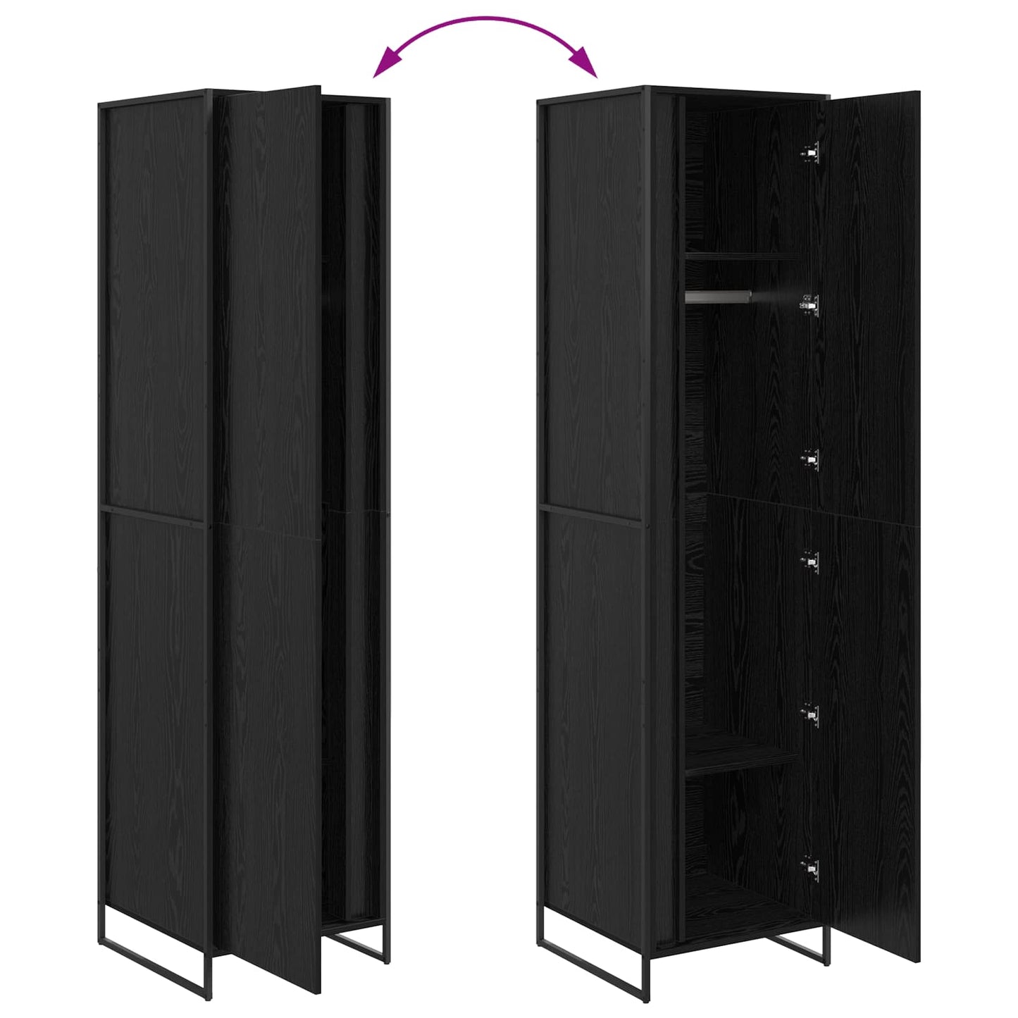 Warderobe med dør Sort eg 50 x 50 x 200 cm Konstrueret træ