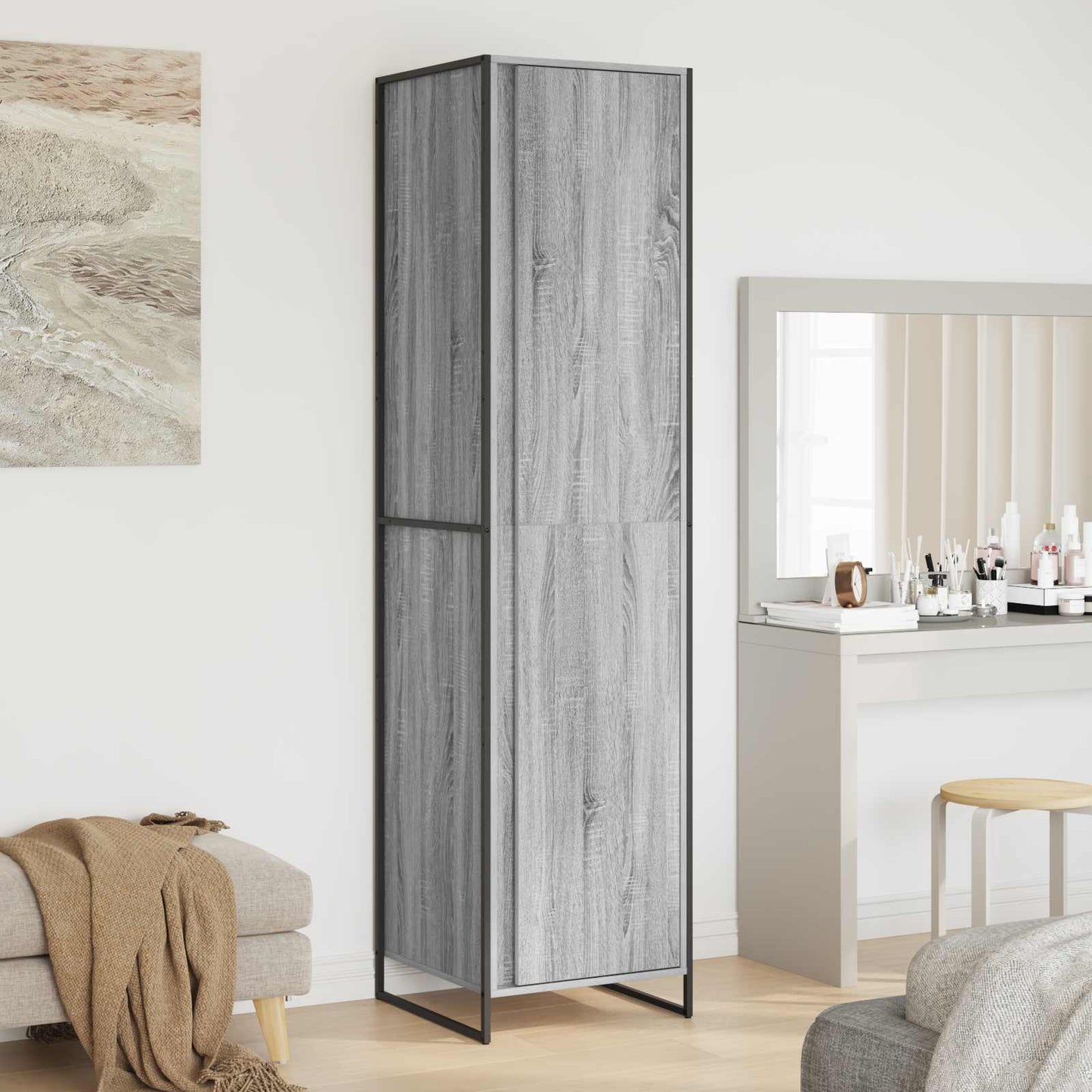 Warderobe med dør Grå Sonoma 50 x 50 x 200 cm Konstrueret træ