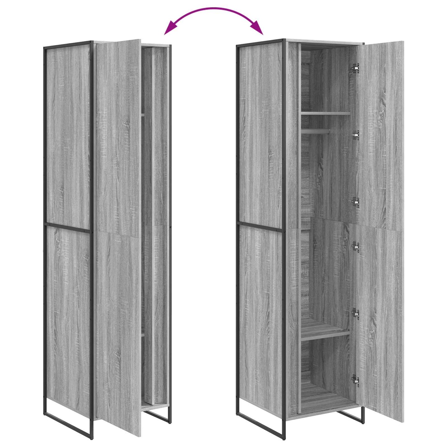 Warderobe med dør Grå Sonoma 50 x 50 x 200 cm Konstrueret træ
