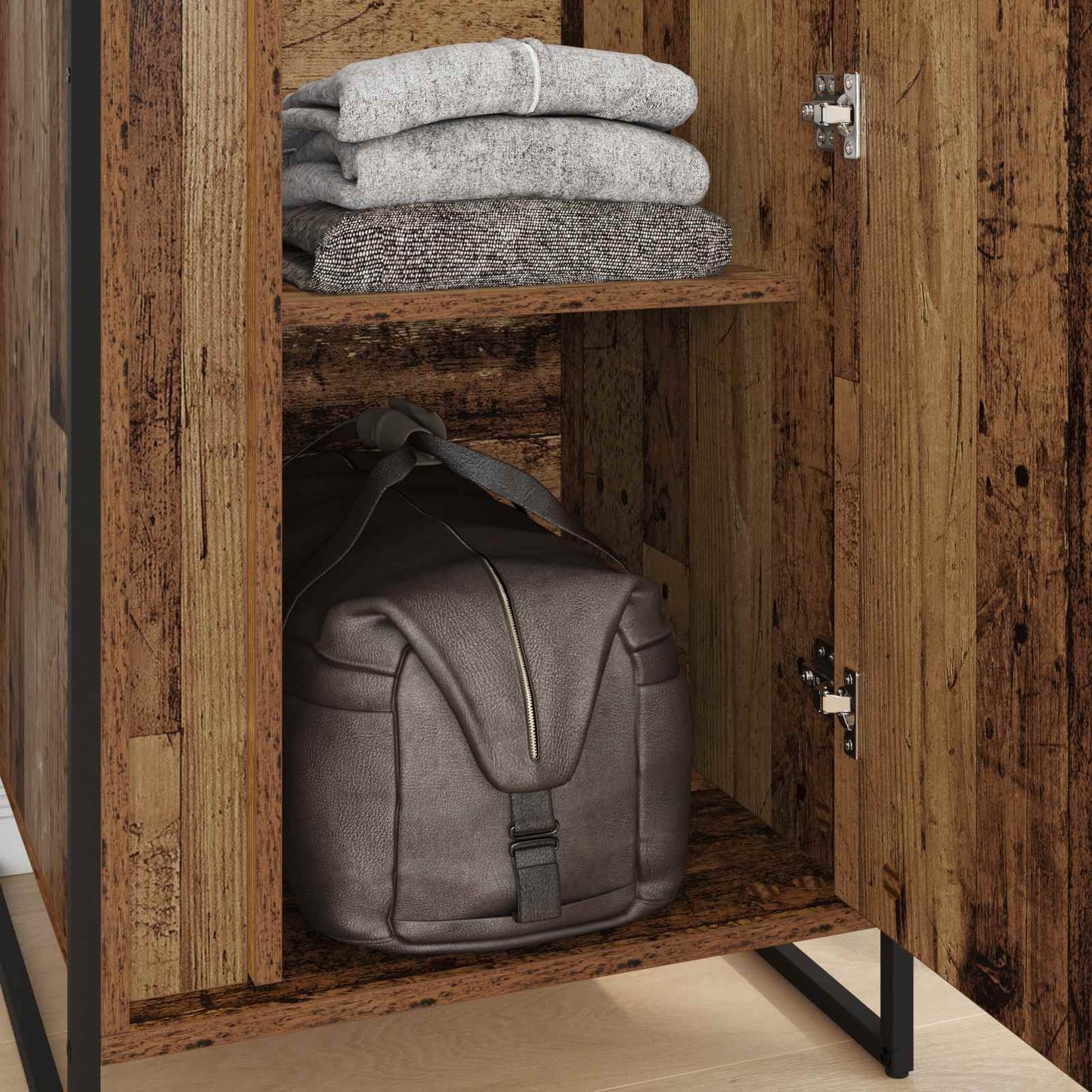 Warderobe med dør Gammelt træ 50 x 50 x 200 cm Konstrueret træ
