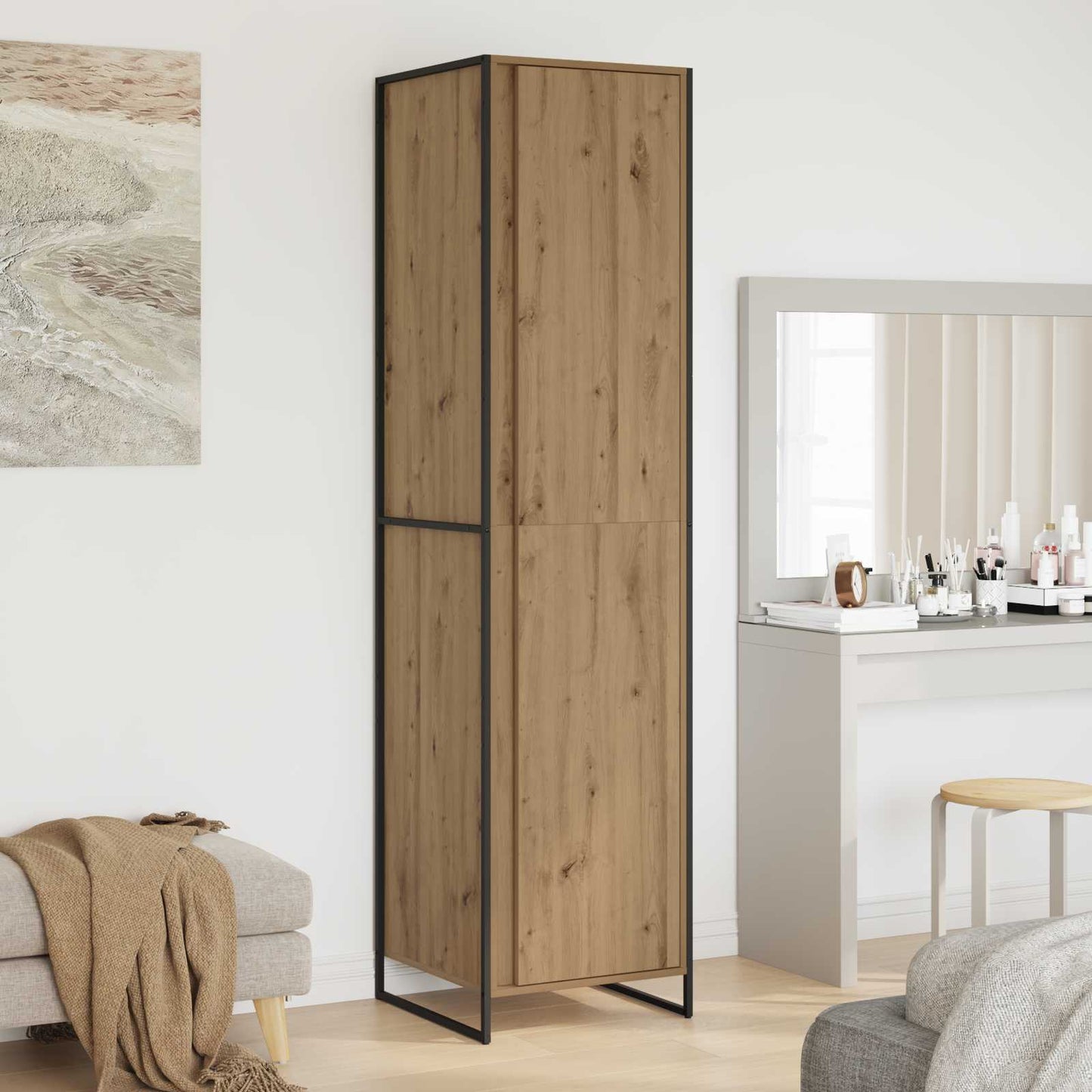 Warderobe med dør Artisan eg 50 x 50 x 200 cm Konstrueret træ