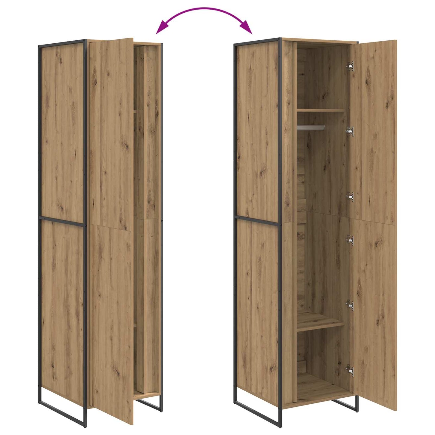 Warderobe med dør Artisan eg 50 x 50 x 200 cm Konstrueret træ