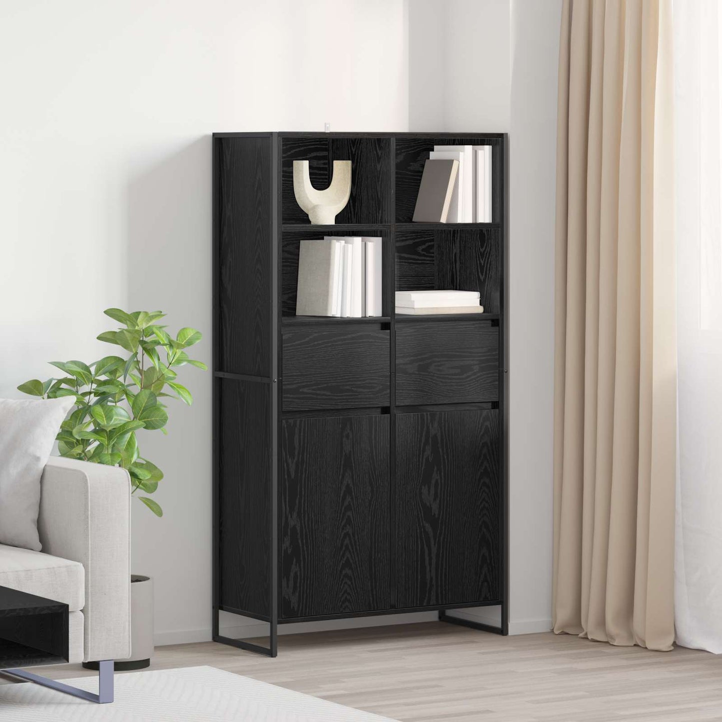 Sideboard Sort eg 81 x 36 x 150.5 cm Konstrueret træ
