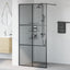 Walk-in brusevæg Sort 100 x 195 cm hærdet glas