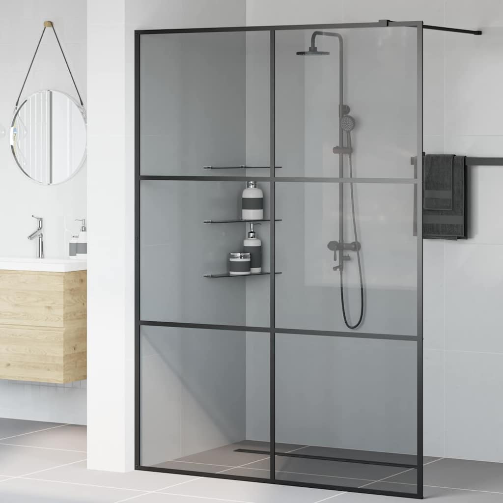 Walk-in brusevæg Sort 140 x 195 cm hærdet glas