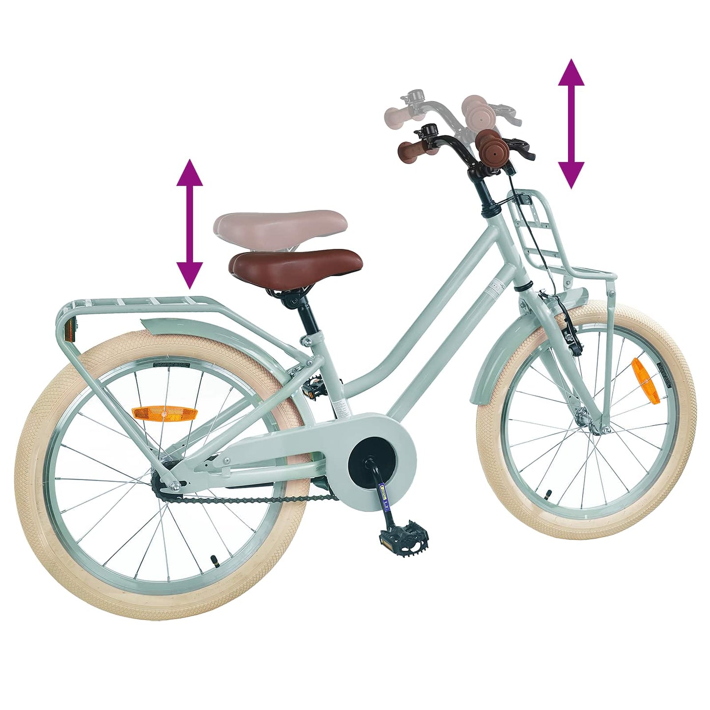 Børnecykel 18 tommer til 5-7 år gammel Lys grøn