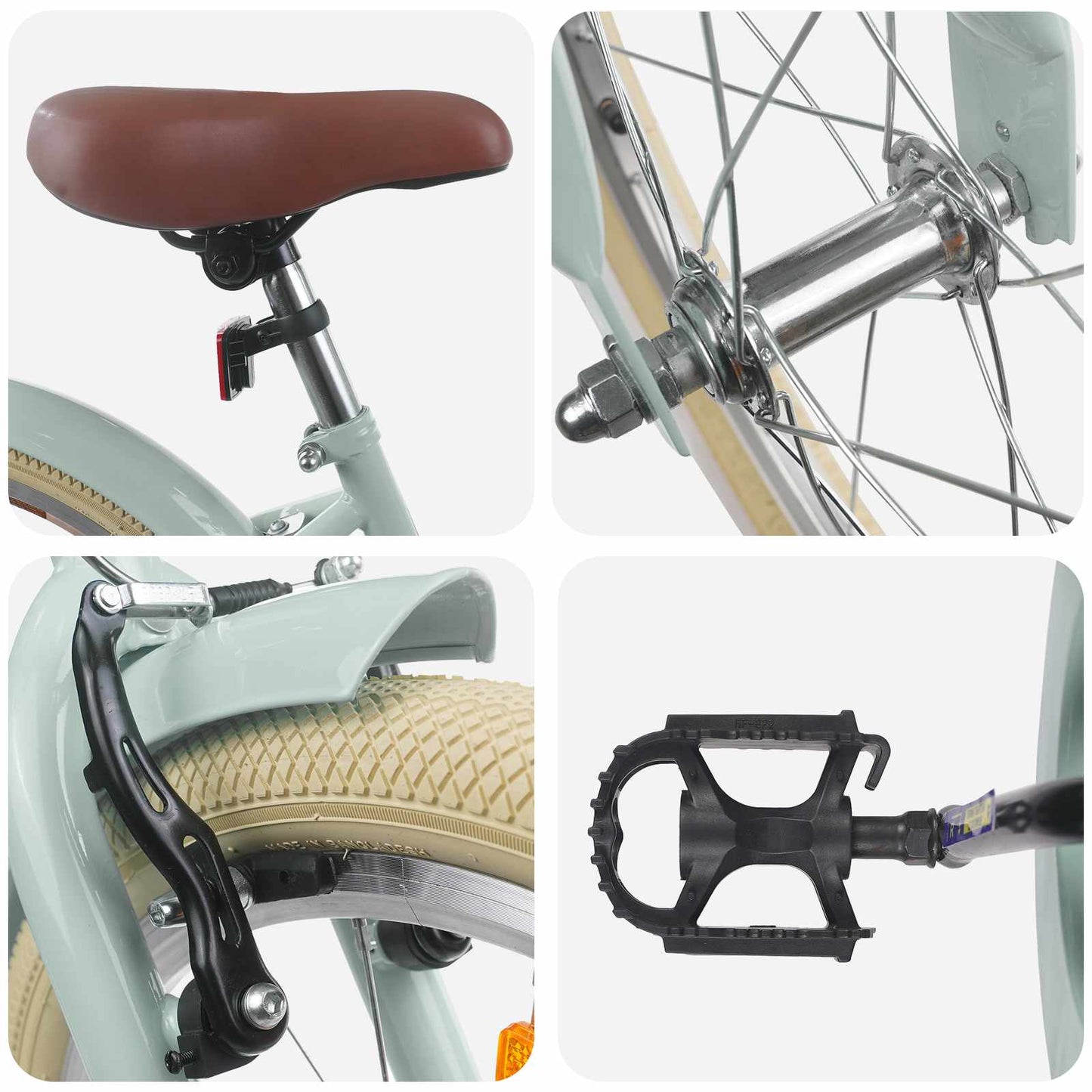 Børnecykel 18 tommer til 5-7 år gammel Lys grøn